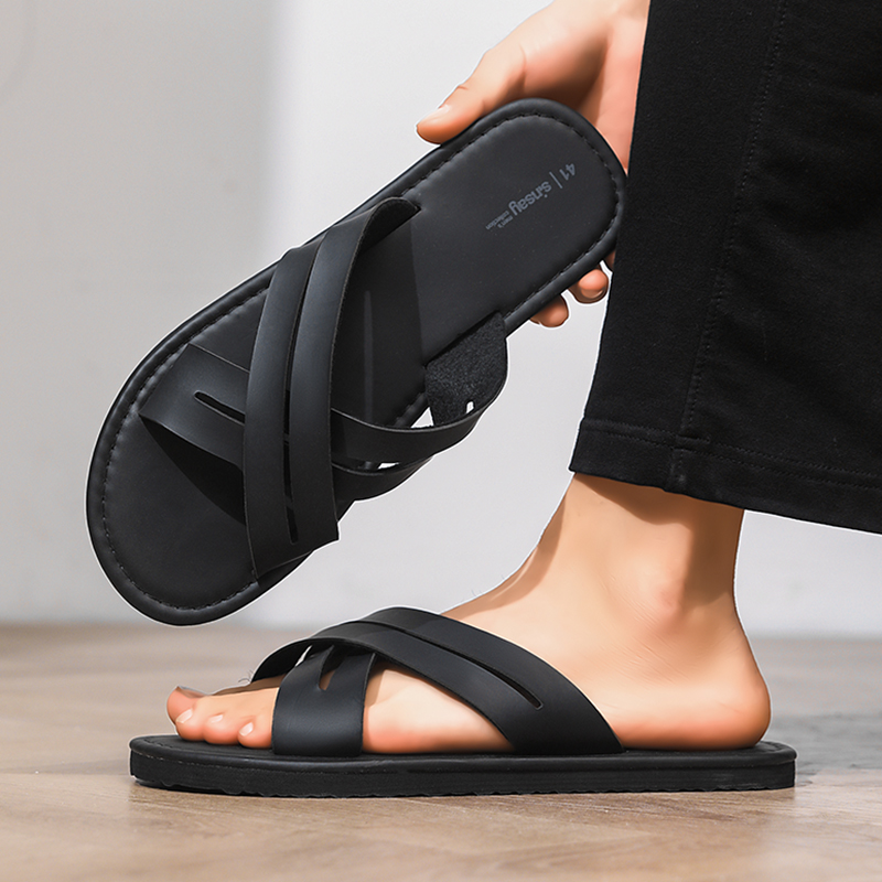 Men'S Shoes Hey Dude - Men's Flat Bottom Sandals Casual Leather