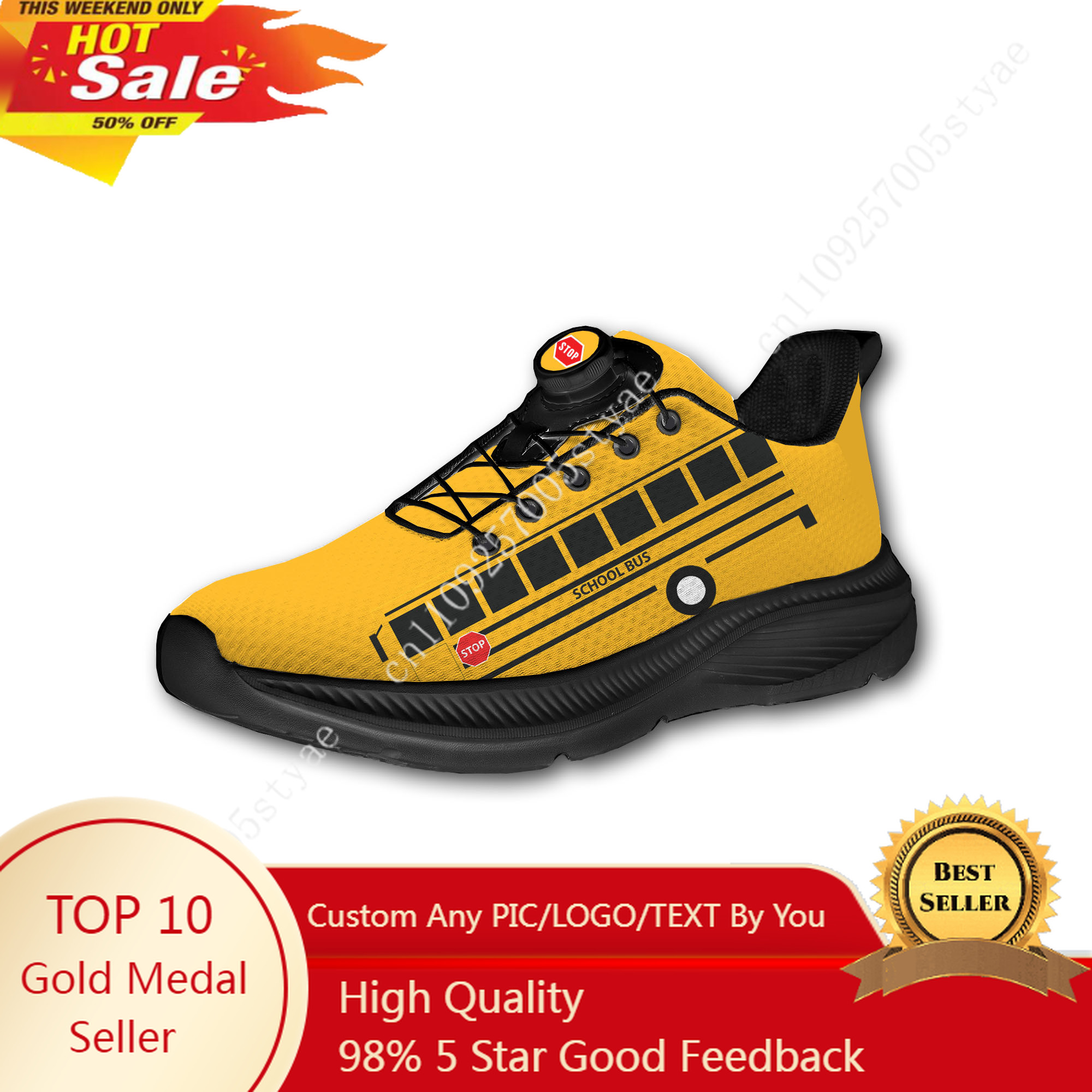 Men Shoes Yellow - Yellow School Bus Printed Mens Womens